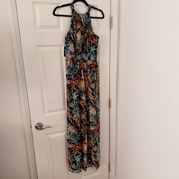NWT International Concepts Floral Halter Maxi Dress Zip Flowy Tropical Vacation - Picture 6 of 9